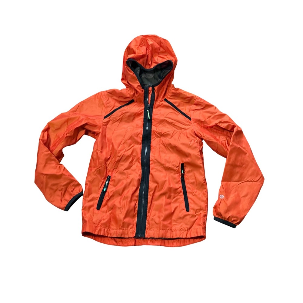 Champion C9 Kids Orange Hooded Windbreaker Jacket Camo Mesh Lining Size M 8-10